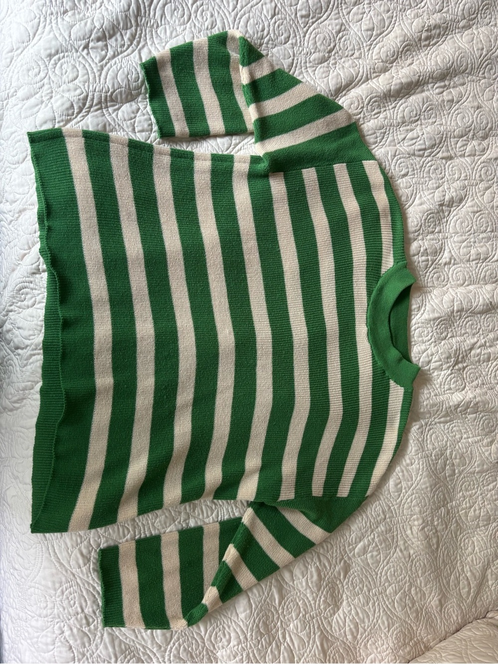 Amazon Green and Cream Striped Crewneck Sweater - Picture 2 of 7